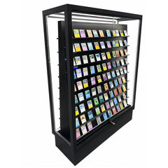 Trading Card Display Case | Double Sided Gondola Aisle Unit | Tempered Glass | LED-1